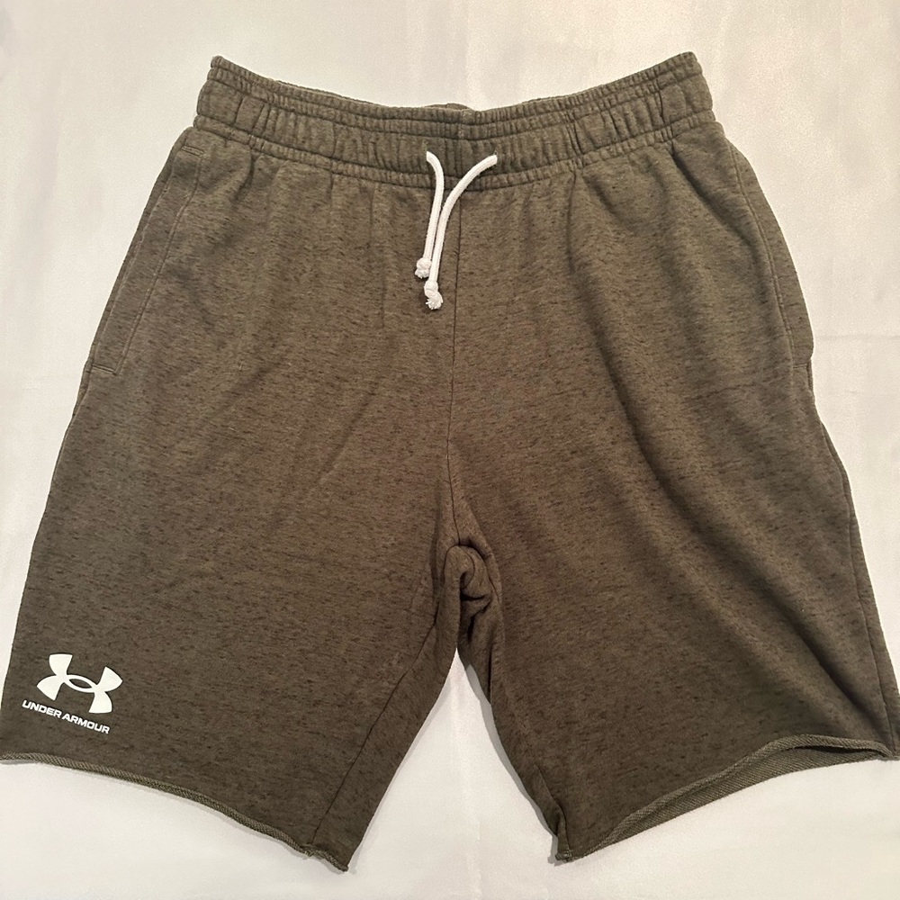 Under Armour Terry Shorts. Baroque/Olive Green    Large